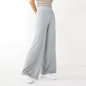 Cara Loren Knit Sweater Heather Gray Lounge Wide Leg Flare Pants Size Small